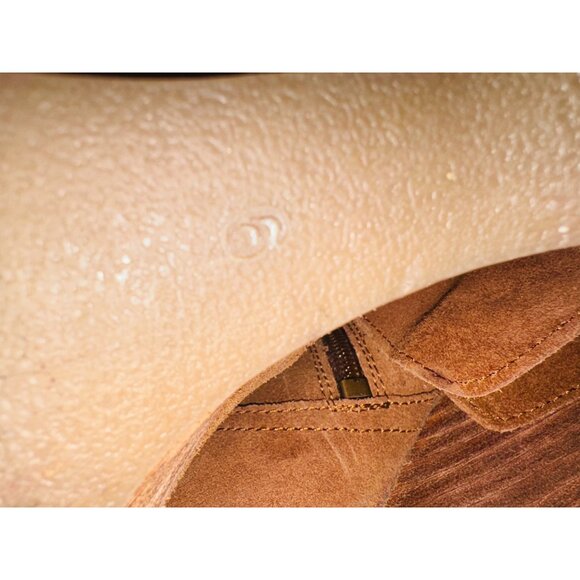 Naughty Monkey Tan Suede Knee-High Slouchy Distressed Boots Boho Western Wedge - Picture 6 of 13